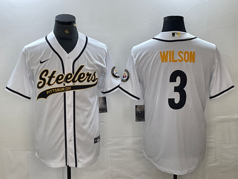 Men's Pittsburgh Steelers Russell Wilson #3 White Jersey Joint Edition